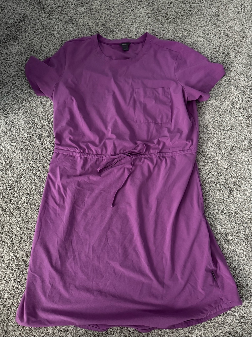 Eddie Bauer Short-Sleeve Tie-Waist Midi Dress in Bright Purple